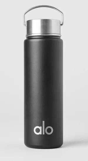 ALO Yoga Black Aluminum Water Bottle with Carry Handle NWT 24oz thumbnail 1