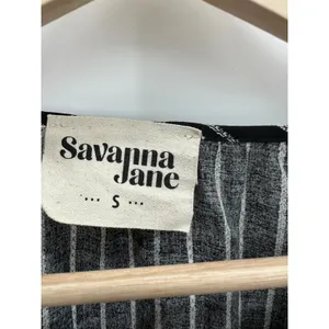 Savanna Jane Black Striped Geo-Inspired Embroidery Top Boho Women Size Small‎ thumbnail 6