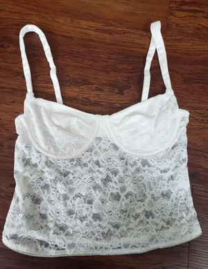Edikted Cream Lace Bustier Cami Size M Boho Dainty Whimsigoth Romantic Y2K thumbnail 1