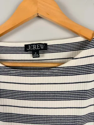 J. Crew Ruffle Sleeve Stripe Ribbed top size medium thumbnail 2