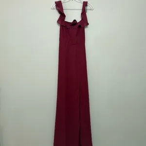 Lulus NEW Sweetest Entrance Dark Magenta Ruffled Tie-Back Maxi Dress Bridesmaid Chic thumbnail 8