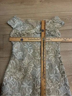 Tadashi Shoji Women’s Lace Off the Shoulder Maxi Formal Dress Metallic Size S thumbnail 3