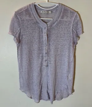 Free People We The Free Henley Top Women Medium Lavender Purple thumbnail 1