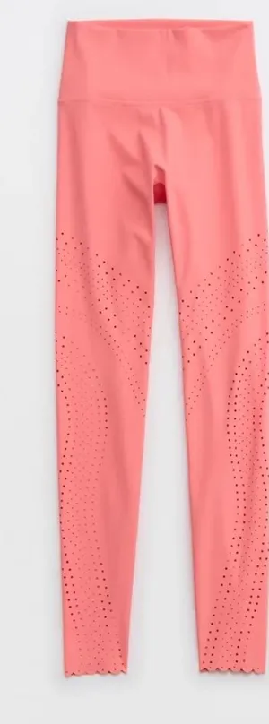 NWOT Offline By Aerie Goals Lasercut 7/8 Hi Rise‎ Pink Real Good Leggings thumbnail 1