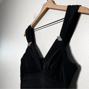 R&M Richards Women Gown 6P Black Rhinestone Ruched‎ Formal Mermaid Maxi Dress thumbnail 3