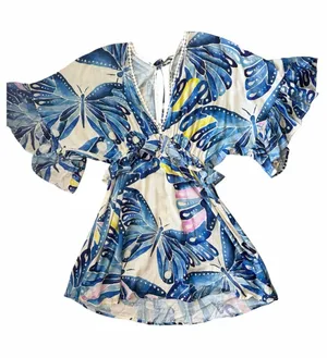 Farm Rio butterfly dolman sleeve mini dress size small thumbnail 1