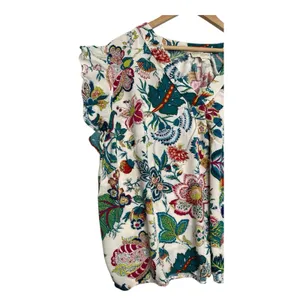 Cynthia Rowley Top Womens 2X White Floral Boho Tropical Flowy Lightweight Casual thumbnail 5