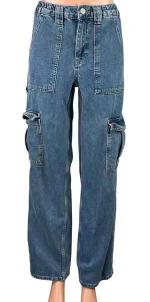 Urban Outfitters BDG Women's Blue Cargo High Rise Straight Denim Jeans Size 25 thumbnail 1