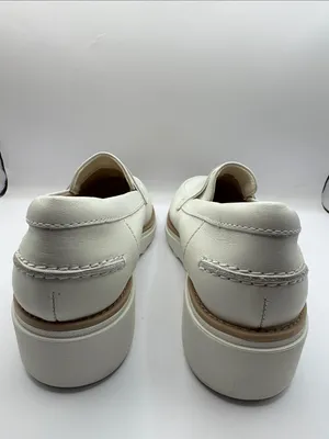 NWOB Clarks Collection Sharon Ranch White Leather Loafers Wedge Shoes Size 5 thumbnail 7
