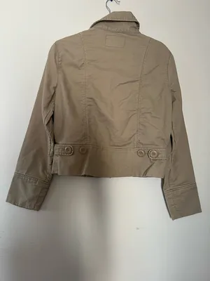 Maurice's Y2K Utility Zip Up Jacket Medium Tan Cargo Safari Neutral Minimalist Cotton thumbnail 4