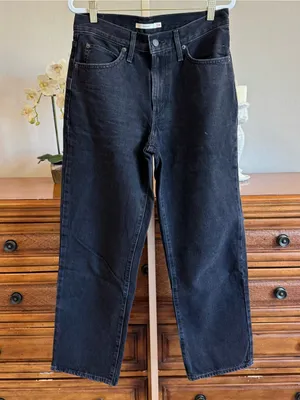 Levi’s 94 Baggy Jeans Black Wash Size 28 High Rise Wide Leg thumbnail 2