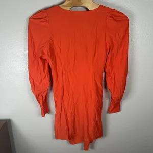 Showpo Long Sleeve Mini Dress Size US14 Bright Orange Faux Wrap Ruffle thumbnail 5