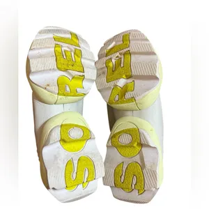 SOREL Kinetic Impact Strap Sneaker Women's Dark‎ Stone (yellow&beige) Sz 8 thumbnail 5
