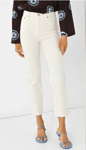 RE/DONE 70s High Rise Stove Pipe‎ Jean in Vintage White Size 25 thumbnail 1