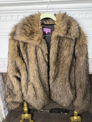 Edikted Size M Women's Faux Fur Jacket - Brown thumbnail 1