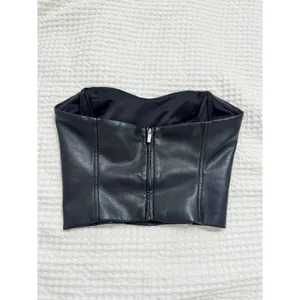 Aritzia TEN by Babaton Cindy Bustier Black Vegan Leather Strapless Tube Top 0 thumbnail 3