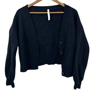 The Group‎ by Babaton Merino Wool Black Cropped V Neck Cardigan Luxe Lounge Cozy thumbnail 1