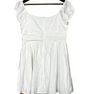 NWT Cider Linen Blend Ruched Ruffle Square Neck Mini Dress Zip Back Large White thumbnail 13