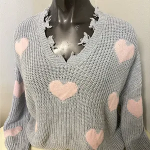 No Boundaries Juniors' Chewed Conversational Sweater thumbnail 1