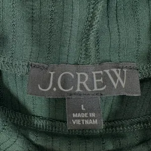 J. Crew Dark Green Ribbed Ruffle Neck Mock Neck Long Sleeve‎ Top Feminine Winter thumbnail 3