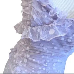 NWOT Hello Molly Pastel Purple Bodycon Ruffle Mini Dress Polka Dot Mesh M thumbnail 6