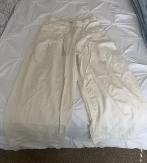Free People Wide-Leg Pants in Cream thumbnail 1