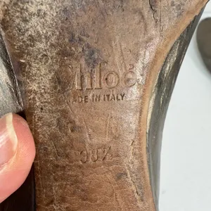 Chloe 38.5 US 8.5 Ballet Flats Lauren Scalloped Metallic Bronze Leather Shoes‎ thumbnail 13