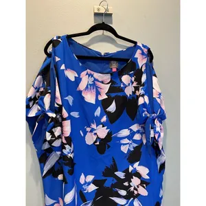 Vince Camuto Blue Floral Shift Dress Sz 16W $148 Value‎ thumbnail 2
