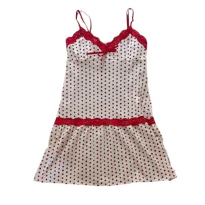 PINK by Frankies Bikinis Frida Mini Dress red and white polka dot print Medium thumbnail 3