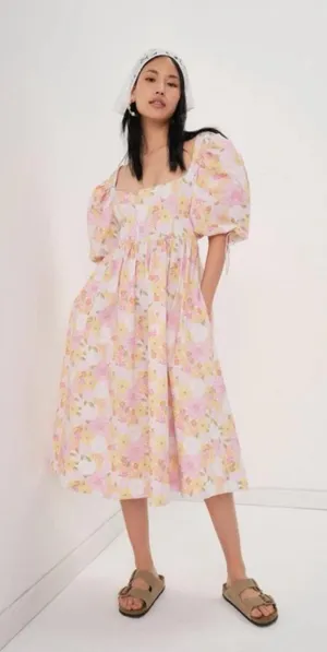 For Love & Lemons Carrie‎ Floral Midi Dress Multi S $276 thumbnail 1