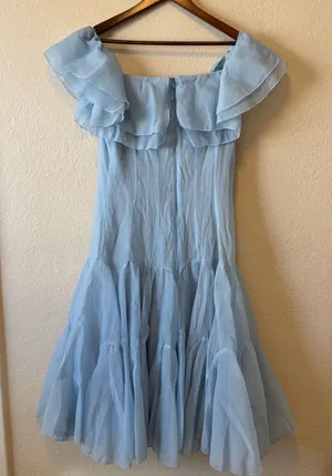 Aveloria Light Blue Ruffle Tiered Midi Dress Size Small thumbnail 1