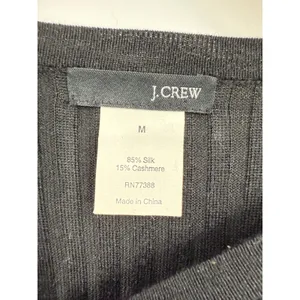 J. Crew Black Ribbed Silk Cashmere Blend Crew Neck Long Sleeve Sweater Women's M thumbnail 2