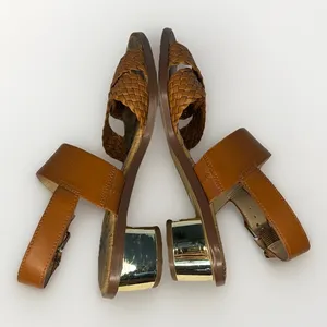 Sam Edelman‎ Teena 2 Sandals 7M Tan Woven Strap Cork Footbed Gold Heel thumbnail 7