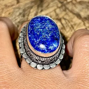 Lapis Lazuli Ring Size 7 1/4 Gold thumbnail 2
