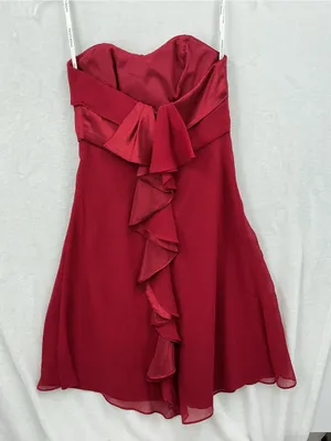 David's Bridal Strapless Twist-Front Red Cocktail Dress 1157 thumbnail 3