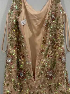 Mac Duggal 10755 Pink Sleeveless Handed Beaded Floral Dress sz 12 MIDI thumbnail 9