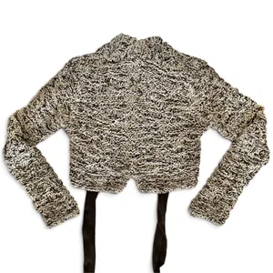 NWT Sarah Pacini Marled Avant Garde Open Knit Cropped Cardigan w/ Attached Scarf thumbnail 3
