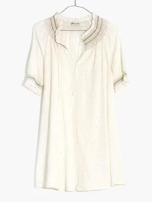 Madewell Rainbow Smocked Pom Trapeze Dress thumbnail 3