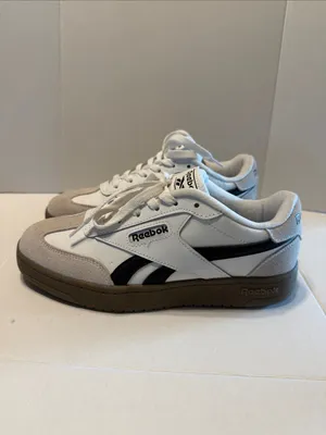 Reebok Womens White & Black Low-Top Sneakers with Brown Sole thumbnail 2