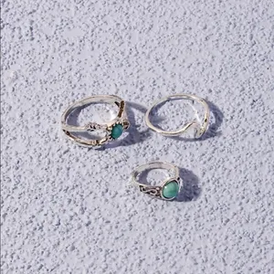 Native American Mermaid Turquoise silver ring set thumbnail 7