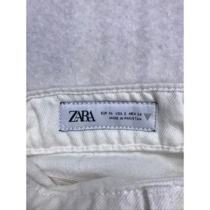 Zara White Flare Wide Leg Cargo Jeans Womens Size 2 High Rise 100%‎ Cotton thumbnail 12