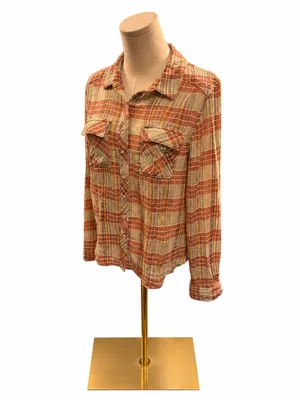We The Free Free People Plaid Gauze Button Down Shirt Size Medium thumbnail 2