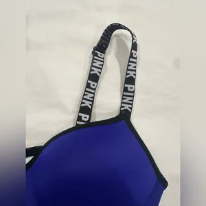 Vintage Victoria's Secret PINK Strappy Blue Push-up Bra thumbnail 2