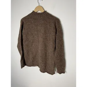 Vintage Sweater Womens Large VNeck Wool Blend Kangaroo Pocket Brown In Knit thumbnail 4