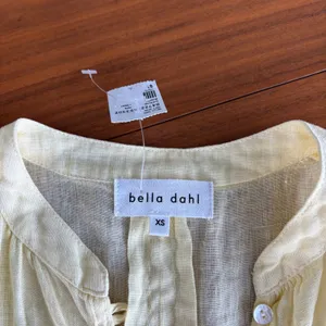 NWT Bella Dahl Linen Top XS Yellow Button Front Coastal Chic Cottage Preppy thumbnail 3