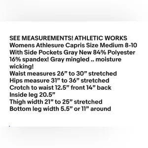 ATHLETIC WORKS Womens Athlesure Capris Size Med 8-10 With Side Pockets Gray New thumbnail 9
