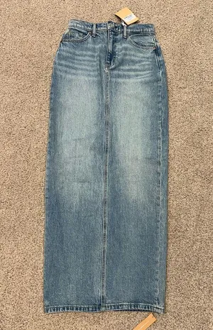 NWT Reformation Daria Ultra High Rise Denim Maxi Skirt in Merritt thumbnail 10
