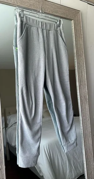 Dudley Stephens Women’s Gray Jogger Pants Elastic Waist Pockets Green Logo XS thumbnail 1