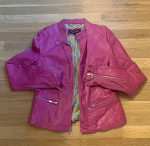 Black Rivet Faux Leather Pink Jacket thumbnail 3
