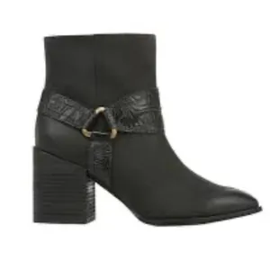 Vionic Carnelia Black Leather Ankle Boots Waterproof Booties with Buckle 7 thumbnail 5